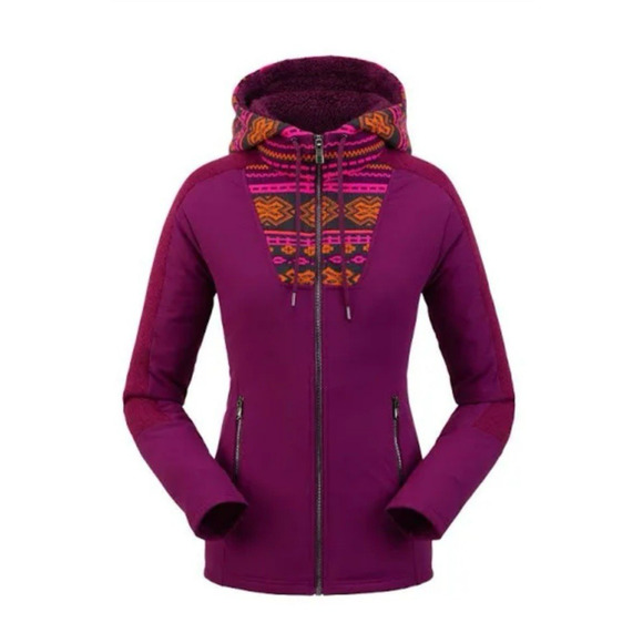 Spyder Hoodie Jacket Womens Purple Fleece Soiree Cozy Aztec XL - Picture 1 of 14